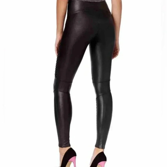SPANX moto black faux leather legging Size small Petit - Picture 2 of 8
